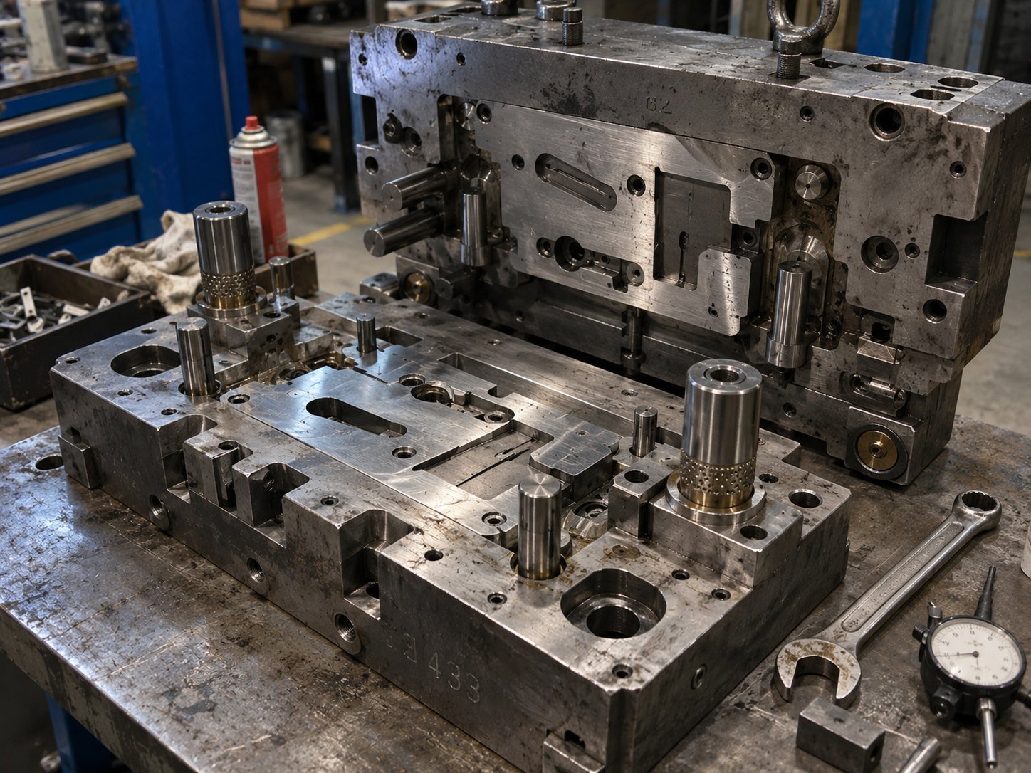 Stamping die on the workshop bench